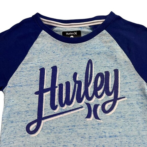 Hurley Sz 6 Blue Raglan Tee Shirt - Picture 2 of 4